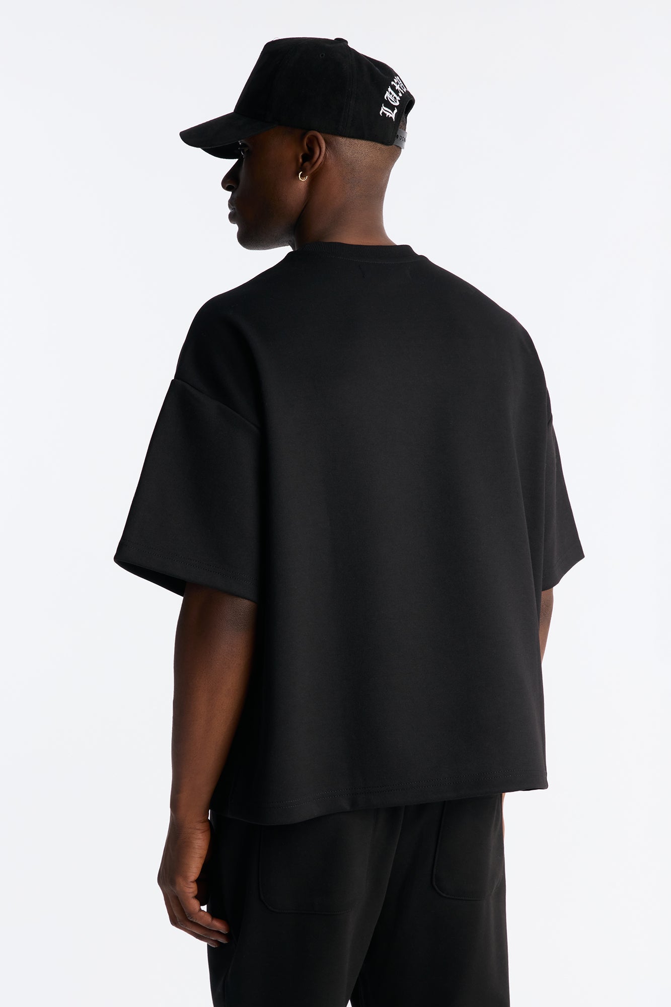 Structured Fleece Paneled Tee - Black image 4