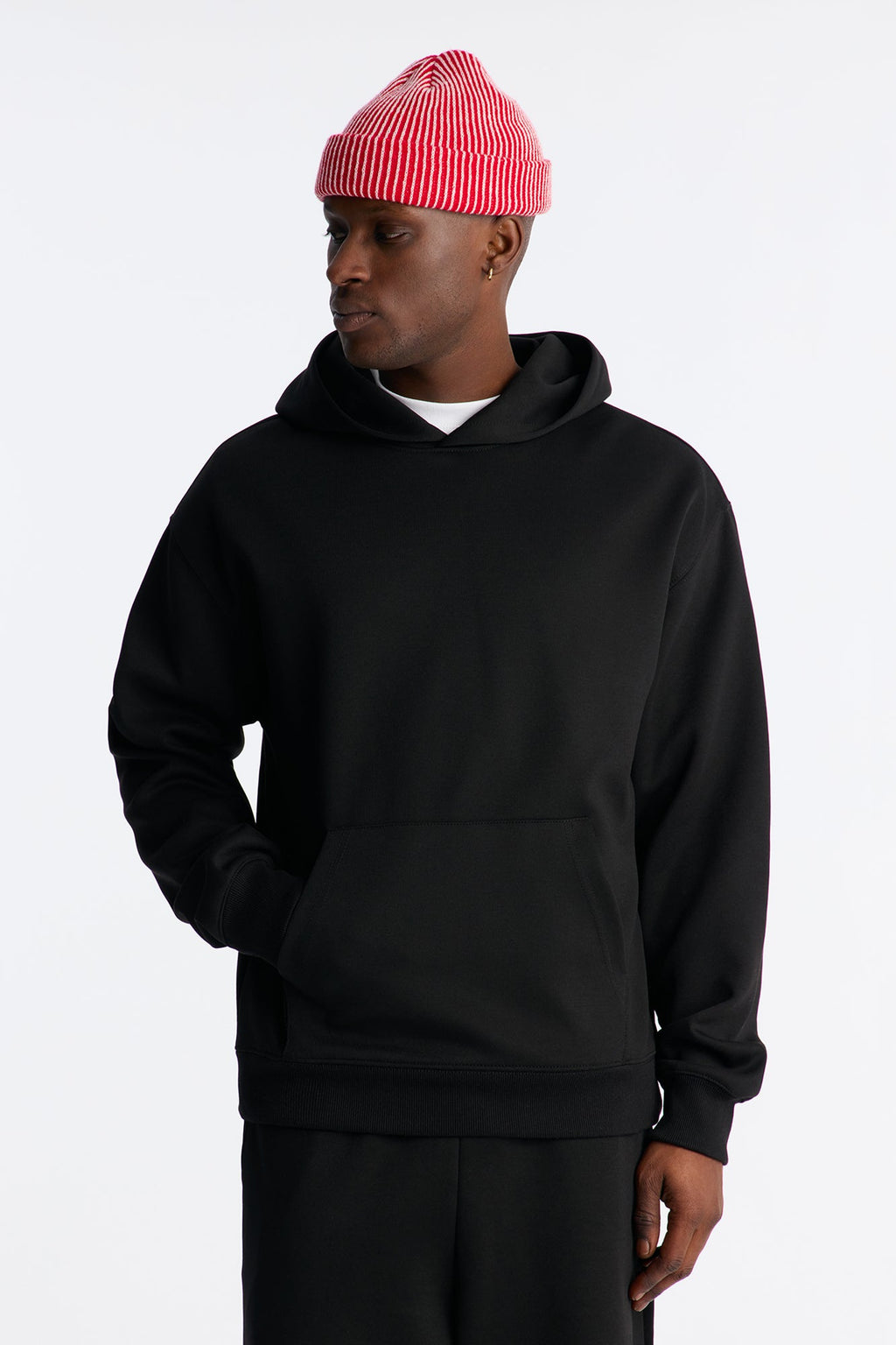 Structured Fleece Hoodie - Black image 1