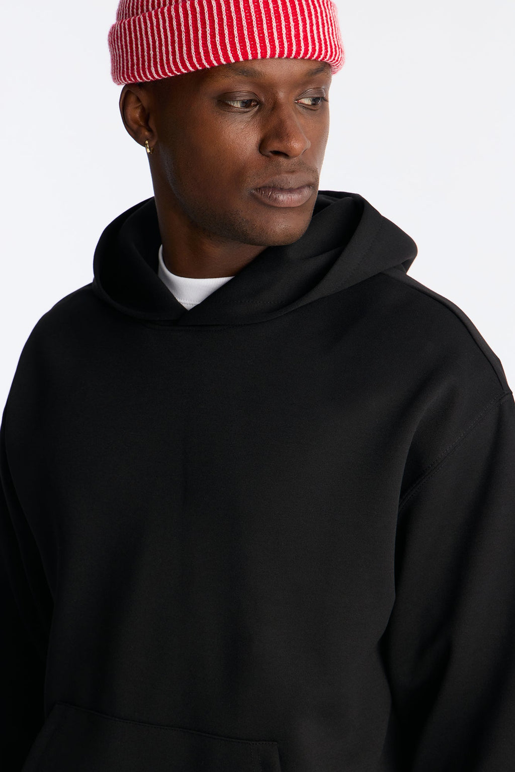 Structured Fleece Hoodie - Black image 3