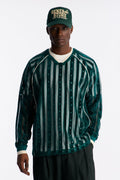Luxe Grid Paneled V Neck Shirt - Hunter Green image 1