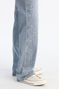 Stacked Slim Flare Another Level Jeweled Jean - Medium Blue Wash image 1