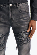 Stacked Slim Flare Fray Waves Jeans - Black Wash image 3