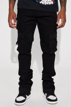 With Me Cargo Stacked Skinny Flare Jeans - Black image 2