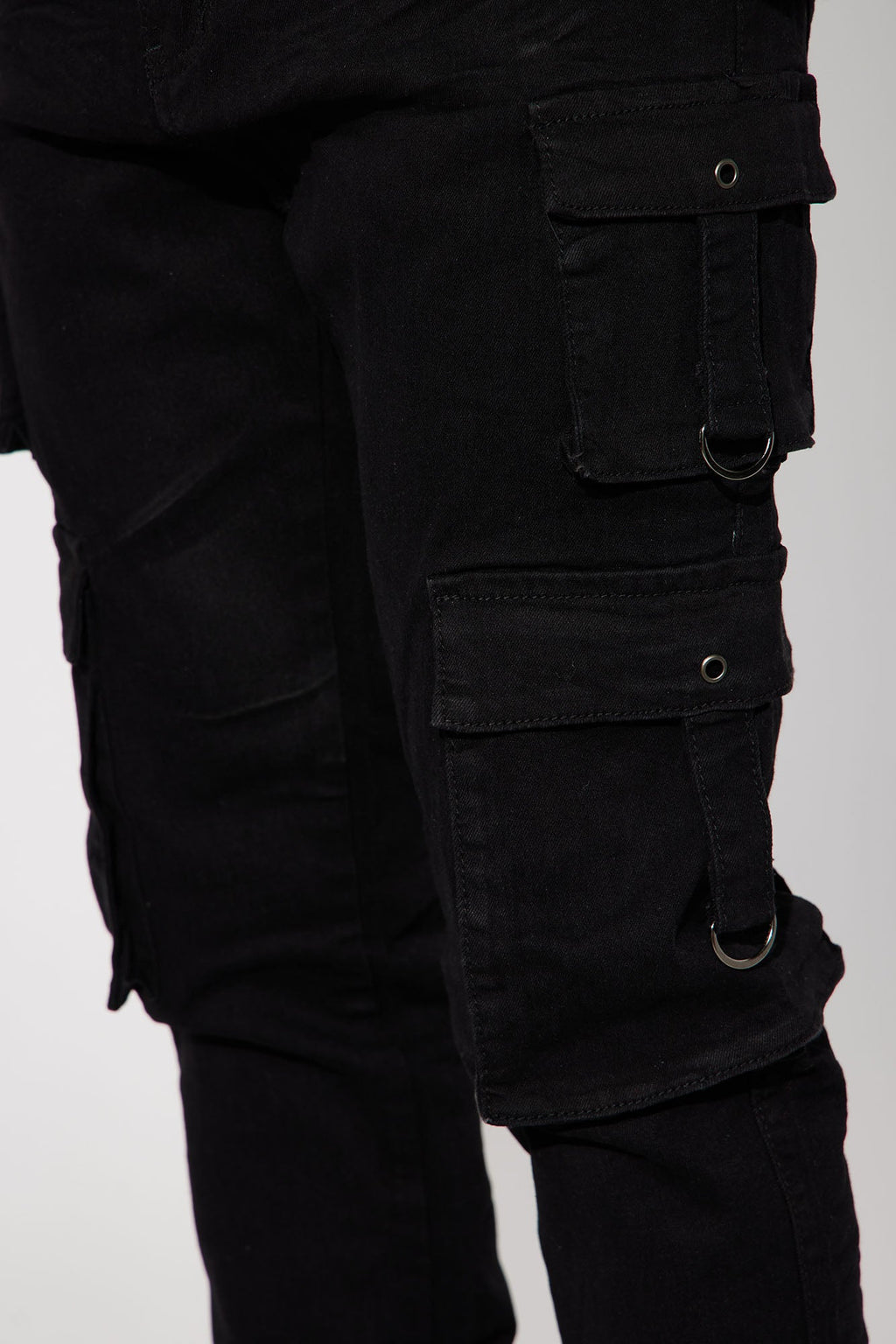 With Me Cargo Stacked Skinny Flare Jeans - Black image 4