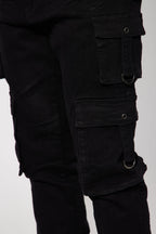 With Me Cargo Stacked Skinny Flare Jeans - Black image 4