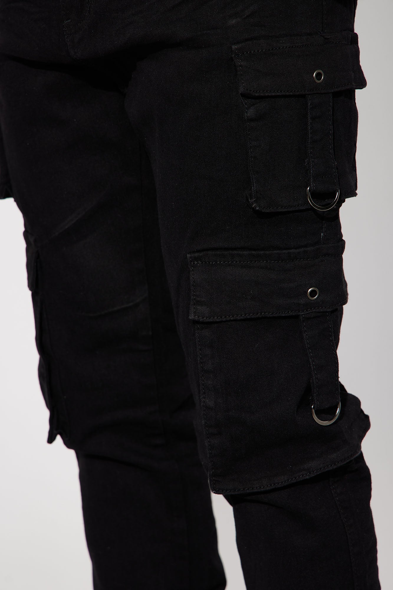 With Me Cargo Stacked Skinny Flare Jeans - Black image 4