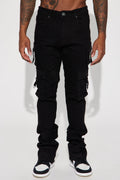 With Me Cargo Stacked Skinny Flare Jeans - Black image 1