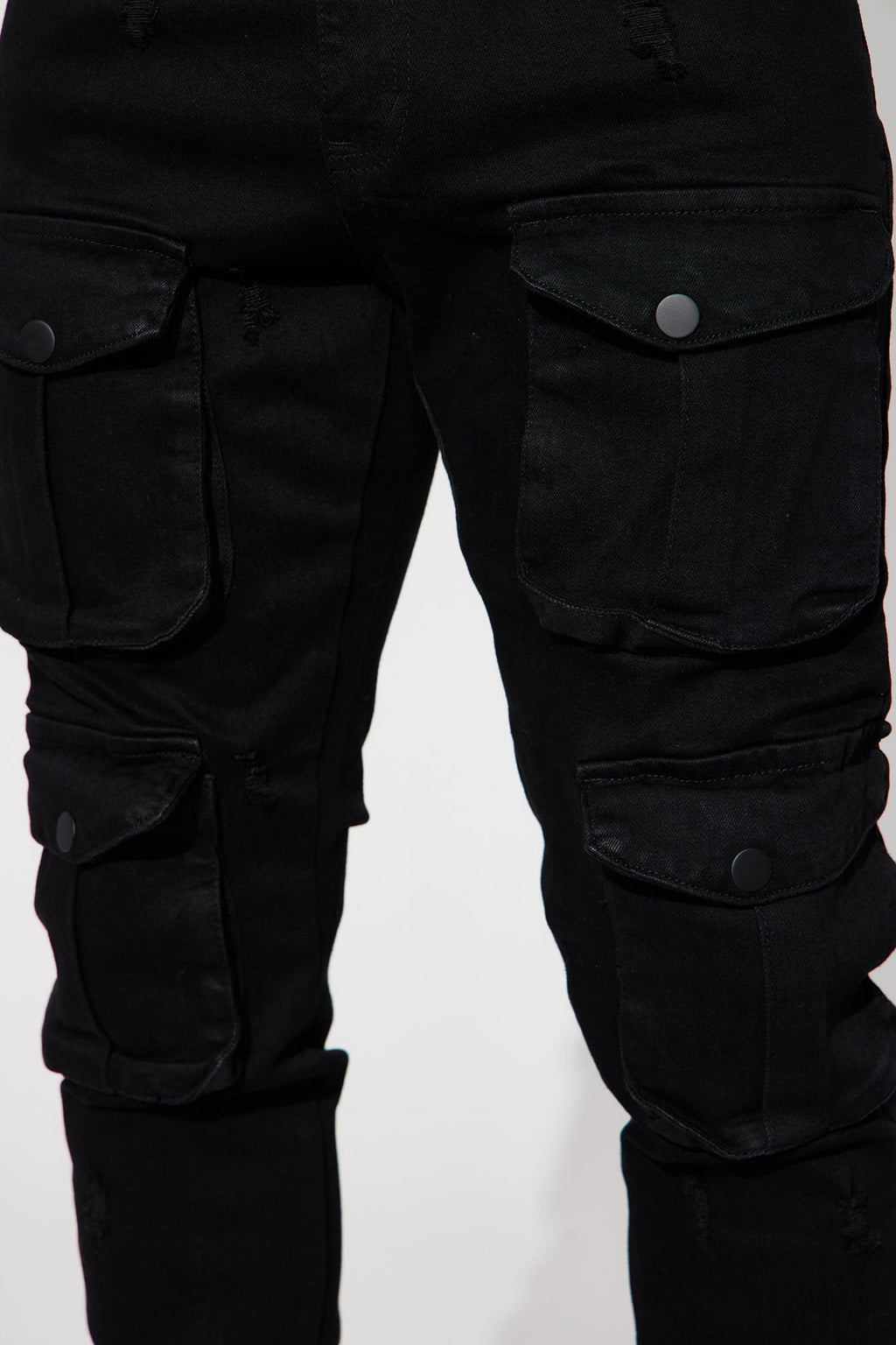 Dirty Ways Stacked Cargo Skinny Jeans - Black image 4