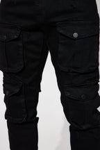 Dirty Ways Stacked Cargo Skinny Jeans - Black image 4