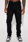 Dirty Ways Stacked Cargo Skinny Jeans - Black image 1