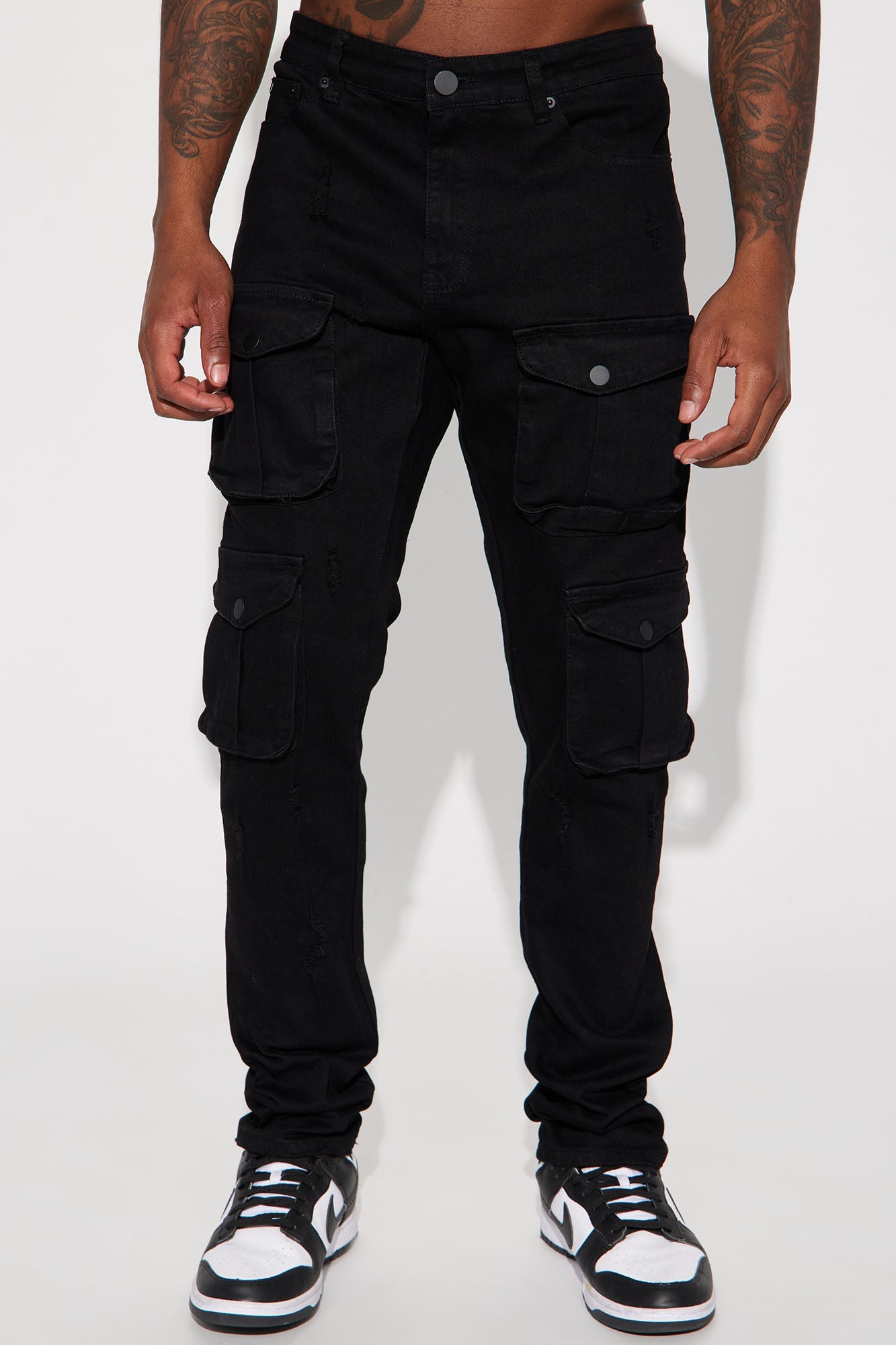 Dirty Ways Stacked Cargo Skinny Jeans - Black image 1