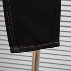 Evisu Kuro Black Daicock & Seagull Logo Gold Stitch Straight Jeans