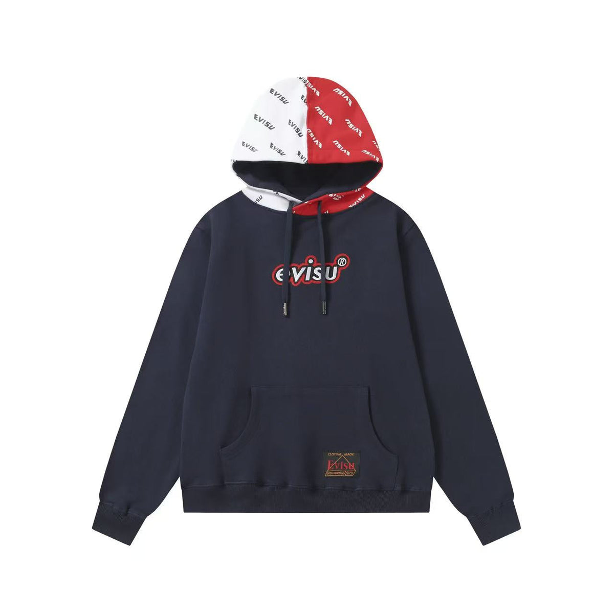 Evisu Kuro Colorblock All-Over Logo Print Hoodie