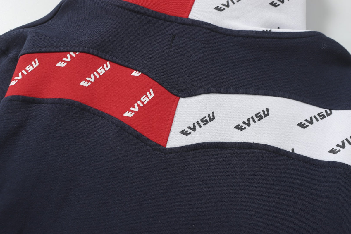 Evisu Kuro Colorblock All-Over Logo Print Hoodie