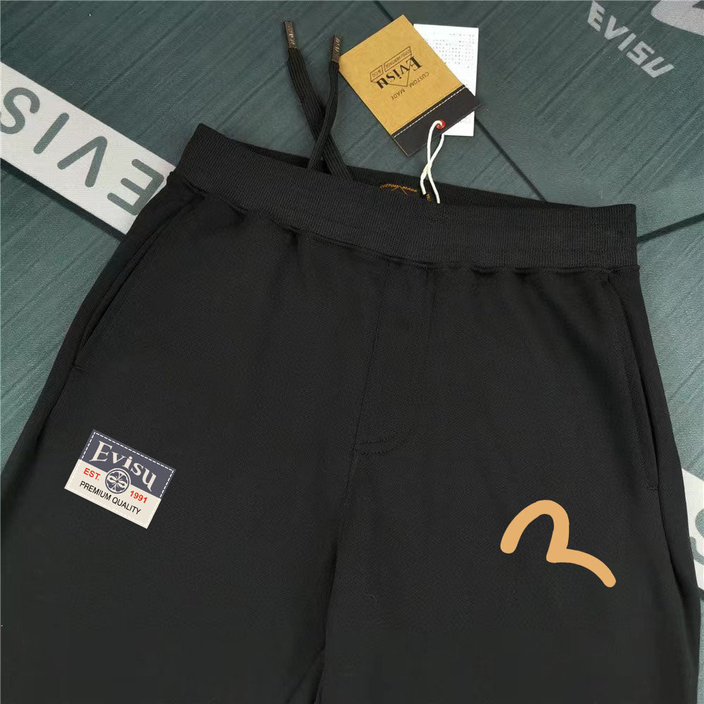 Evisu Kuro Daruma & Maneki-neko Oversized M-Logo Graphic Jogger Sweatpants