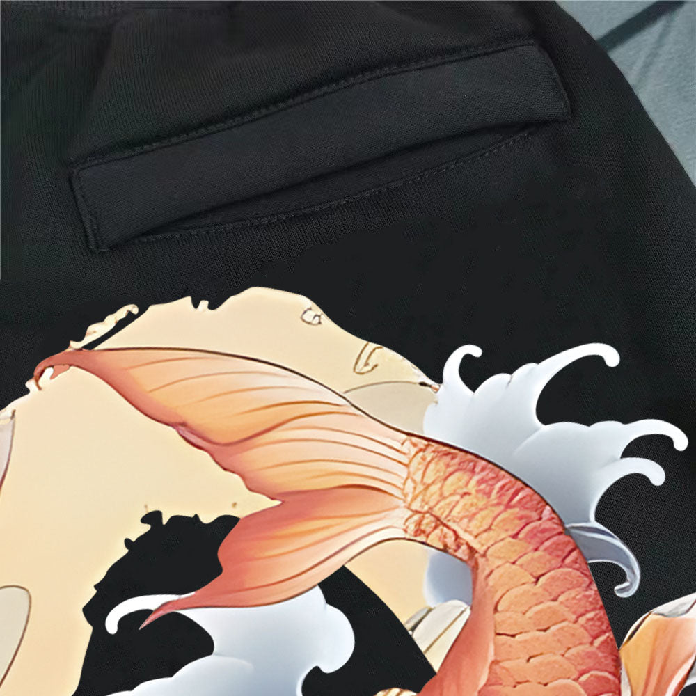 Evisu Kuro Koi Fish Oversized M-Logo Ukiyo-e Graphic Jogger Sweatpants