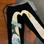 Evisu Kuro Great Wave Hokusai & Seigaiha M-Logo Graphic Jogger Sweatpants
