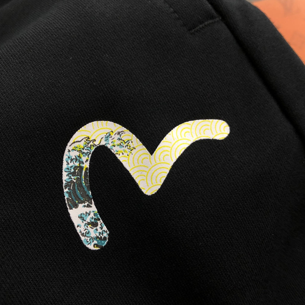 Evisu Kuro Great Wave Hokusai & Seigaiha M-Logo Graphic Jogger Sweatpants