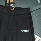 Evisu Kuro Daruma Tairyo Kigan Ice Blue M-Logo Graphic Jogger Sweatpants