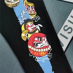 Evisu Kuro Daruma Noh Mask Bamboo M-Logo Graphic Jogger Sweatpants