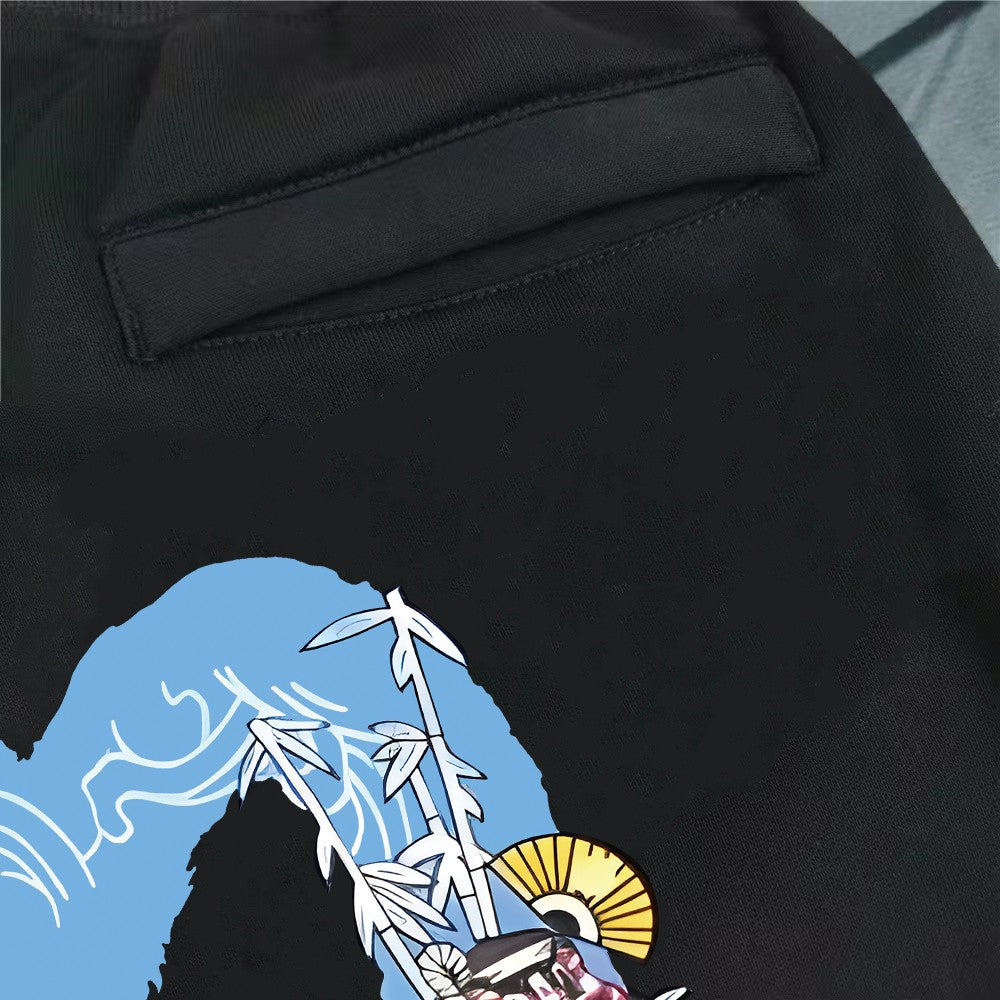 Evisu Kuro Daruma Noh Mask Bamboo M-Logo Graphic Jogger Sweatpants