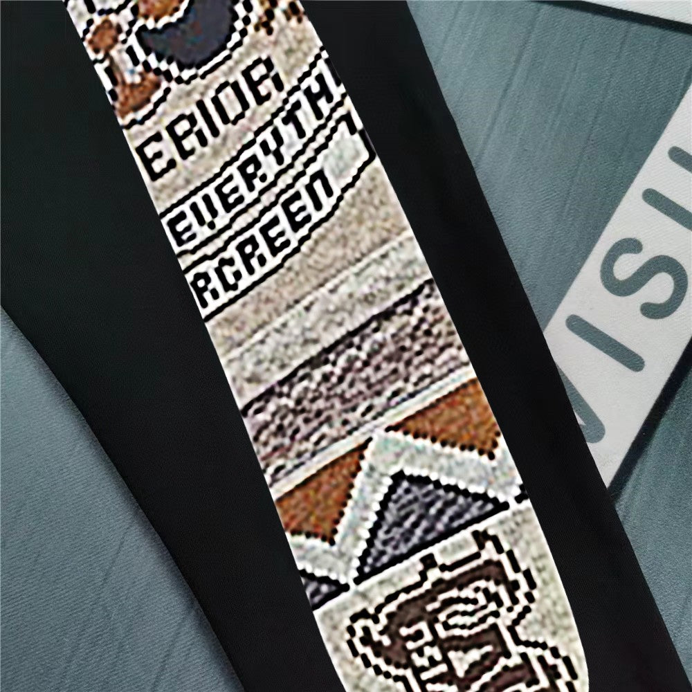 Evisu Kuro Pixel Patchwork Chenille M-Logo Gold Embroidery Jogger Sweatpants