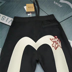 Evisu Kuro Cream M-Seagull Dual Daruma & Kitsune Graffiti Graphic Jogger Sweatpants