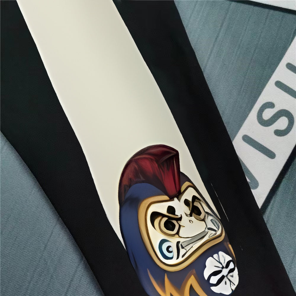 Evisu Kuro Cream M-Seagull Dual Daruma & Kitsune Graffiti Graphic Jogger Sweatpants