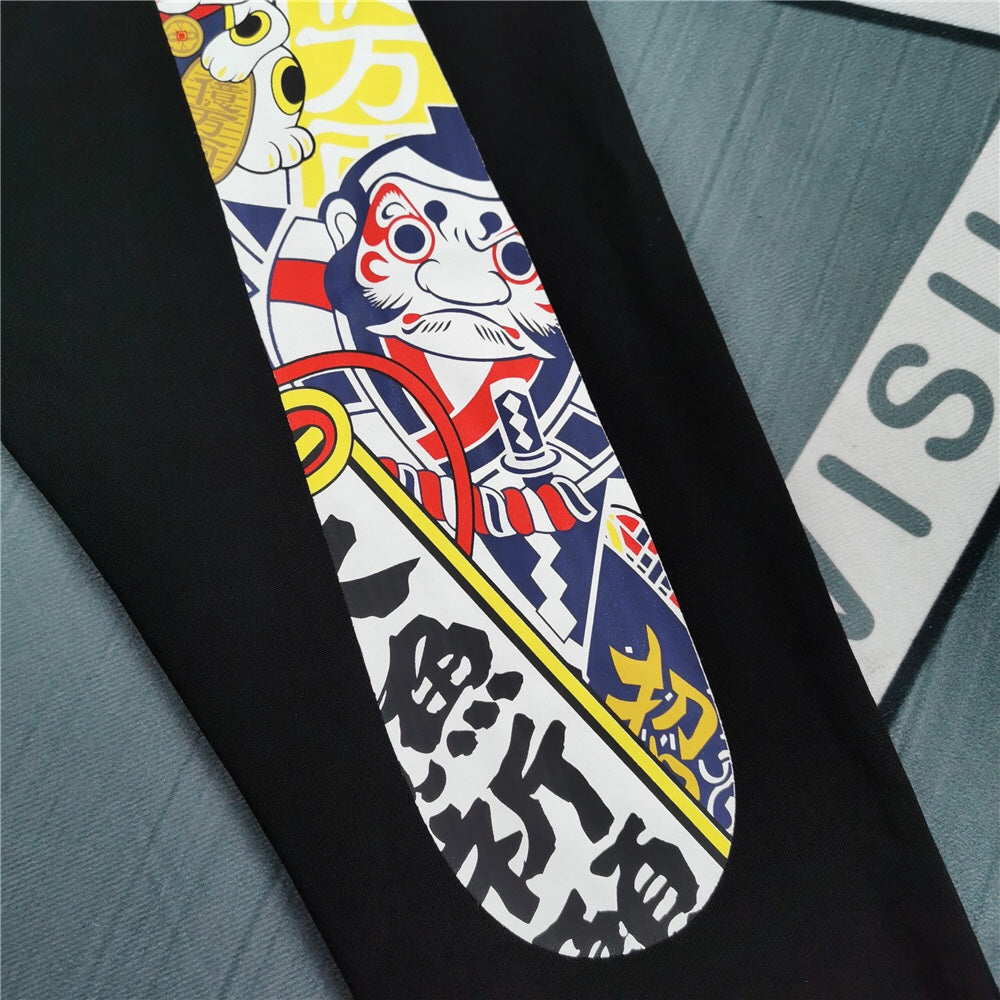 Evisu Kuro Lucky Charm Matsuri Allover M-Seagull Jogger Sweatpants — Maneki-neko, Daruma & Koi