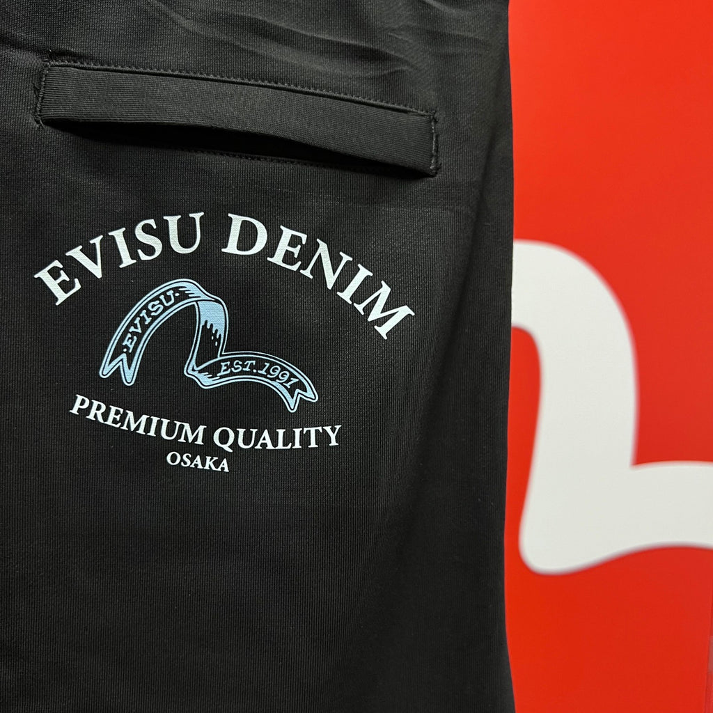 Evisu Kuro Denim EST.1991 Osaka Varsity Badge Jogger Sweatpants — Ice Blue M-Seagull Crest