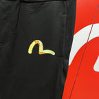 Evisu Kuro Craft & Pride Jogger Sweatpants — Gold Flame Logo & M-Seagull