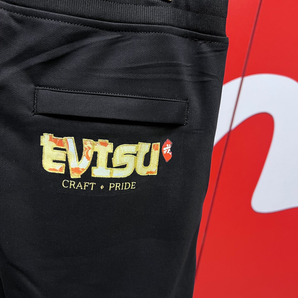 Evisu Kuro Craft & Pride Jogger Sweatpants — Gold Flame Logo & M-Seagull