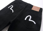 EVISU KURO Kuro Black Straight Leg Jeans Dual Seagull Embroidery Pockets Classic OG