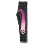 EVISU KURO Daicock Ombré Pink Gradient Seagull Panel Sakura Kamon Jeans Raw Selvedge Dark Indigo