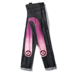 EVISU KURO Daicock Ombré Pink Gradient Seagull Panel Sakura Kamon Jeans Raw Selvedge Dark Indigo