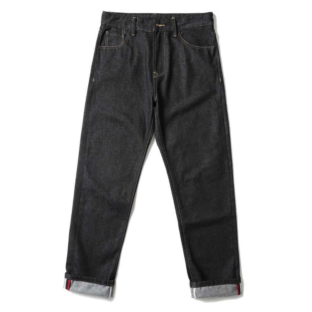 EVISU KURO Daicock Ukiyo-e Wave Whale Print Seagull Panel Jeans Raw Selvedge Dark Indigo