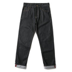 EVISU KURO Daicock Ukiyo-e Wave Whale Print Seagull Panel Jeans Raw Selvedge Dark Indigo