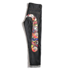 EVISU KURO Daicock Daruma Doll Print Appliqué Panel Jeans Wide Fit Raw Selvedge Dark Indigo