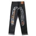 EVISU KURO 1991 Chicano Script Old English Lettering Embroidery Jeans Wide Fit Raw Selvedge Dark Indigo