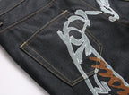 EVISU KURO 1991 Chicano Script Old English Lettering Embroidery Jeans Wide Fit Raw Selvedge Dark Indigo