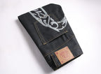 EVISU KURO 1991 Chicano Script Old English Lettering Embroidery Jeans Wide Fit Raw Selvedge Dark Indigo