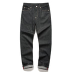 EVISU KURO Tsuru Crane Feather & Kikko Gold Geometric Embroidery Jeans Slim Straight Black Raw Selvedge