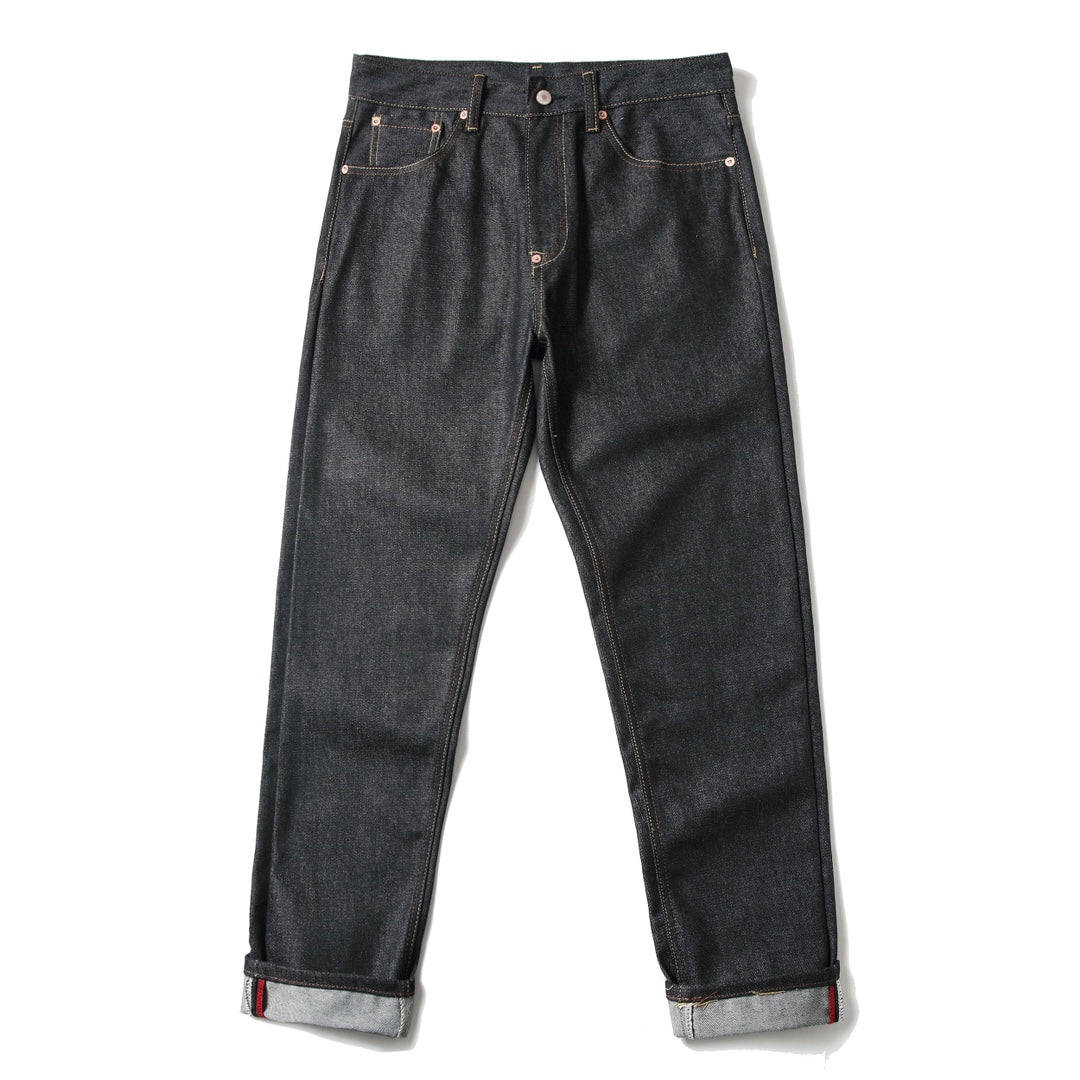 EVISU KURO Daicock Shishi Foo Dog Cloud Koban Gold Blue Embroidery Jeans Wide Fit Black Raw Selvedge