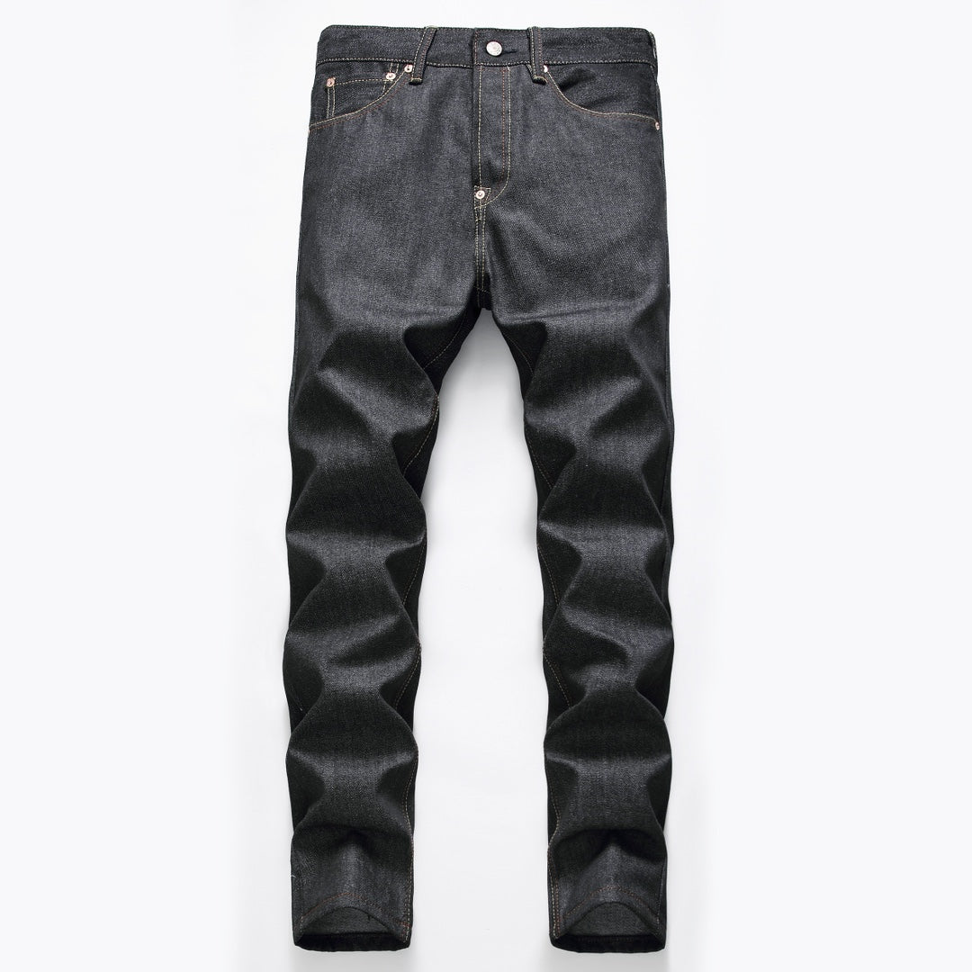 EVISU KURO Daicock Tiger & Shishi Irezumi Full-Color Print Appliqué Panel Jeans Wide Fit Black Raw Selvedge