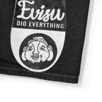 EVISU KURO Daicock Allover Logo Print & Ebisu God Appliqué Panel Denim Shorts Relaxed Fit Black