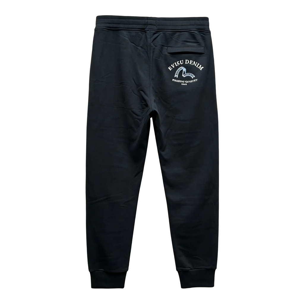 Evisu Kuro Denim EST.1991 Osaka Varsity Badge Jogger Sweatpants — Ice Blue M-Seagull Crest