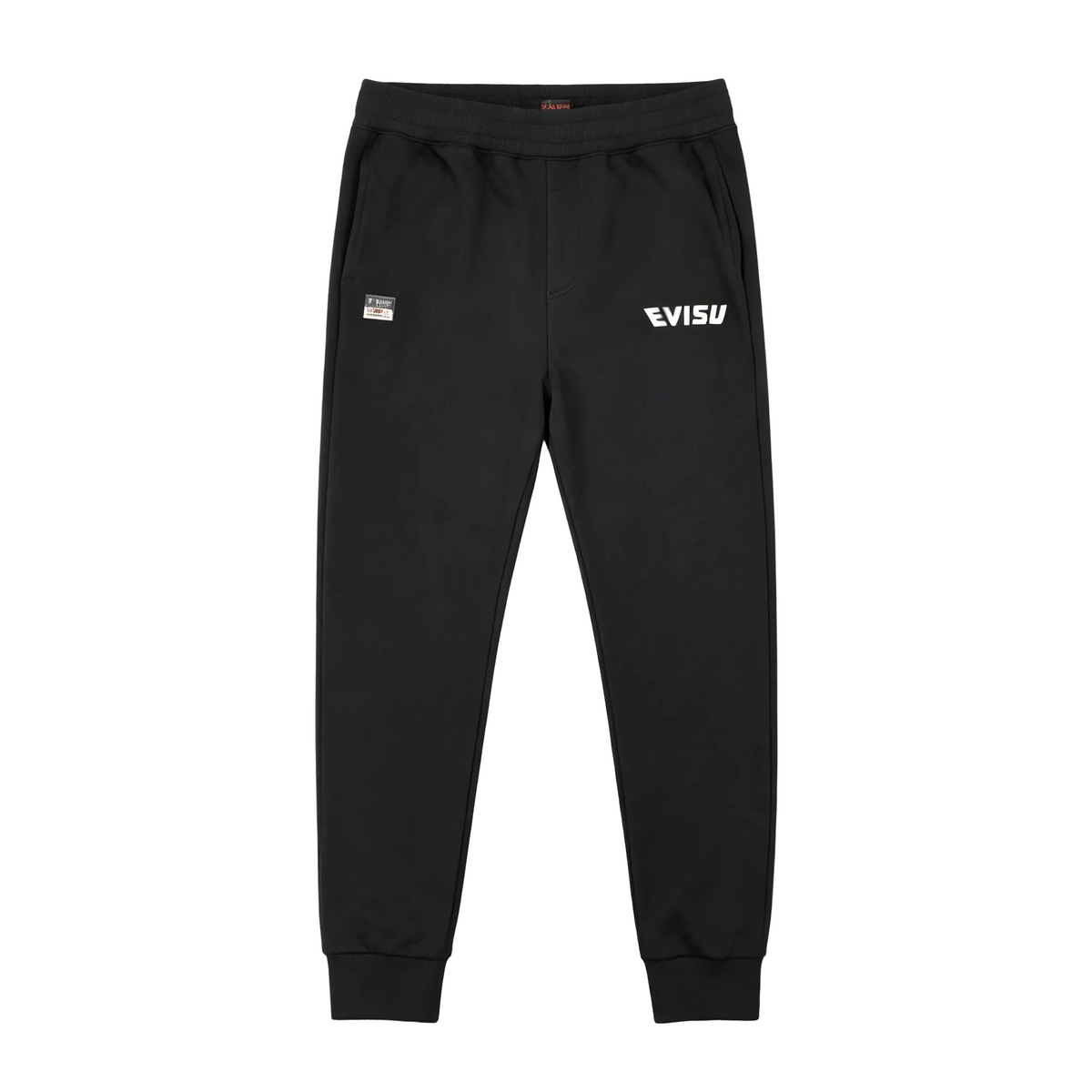 Evisu Kuro Denim Kitsune Daruma Sticker Collage M-Logo Graphic Jogger Sweatpants