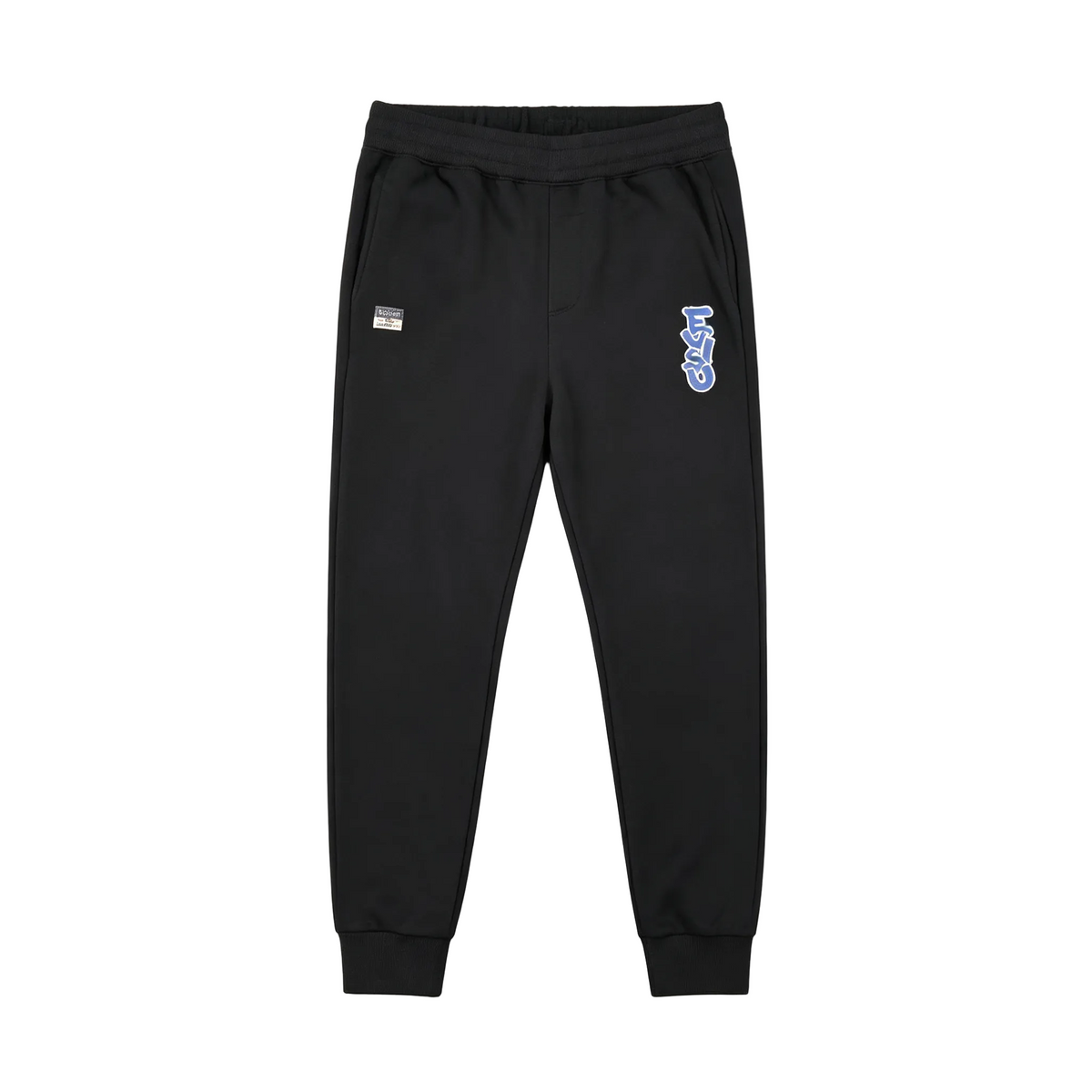 Evisu Kuro Daruma & Gold Coin Allover M-Seagull Jogger Sweatpants with Blue Bubble Graffiti Logo