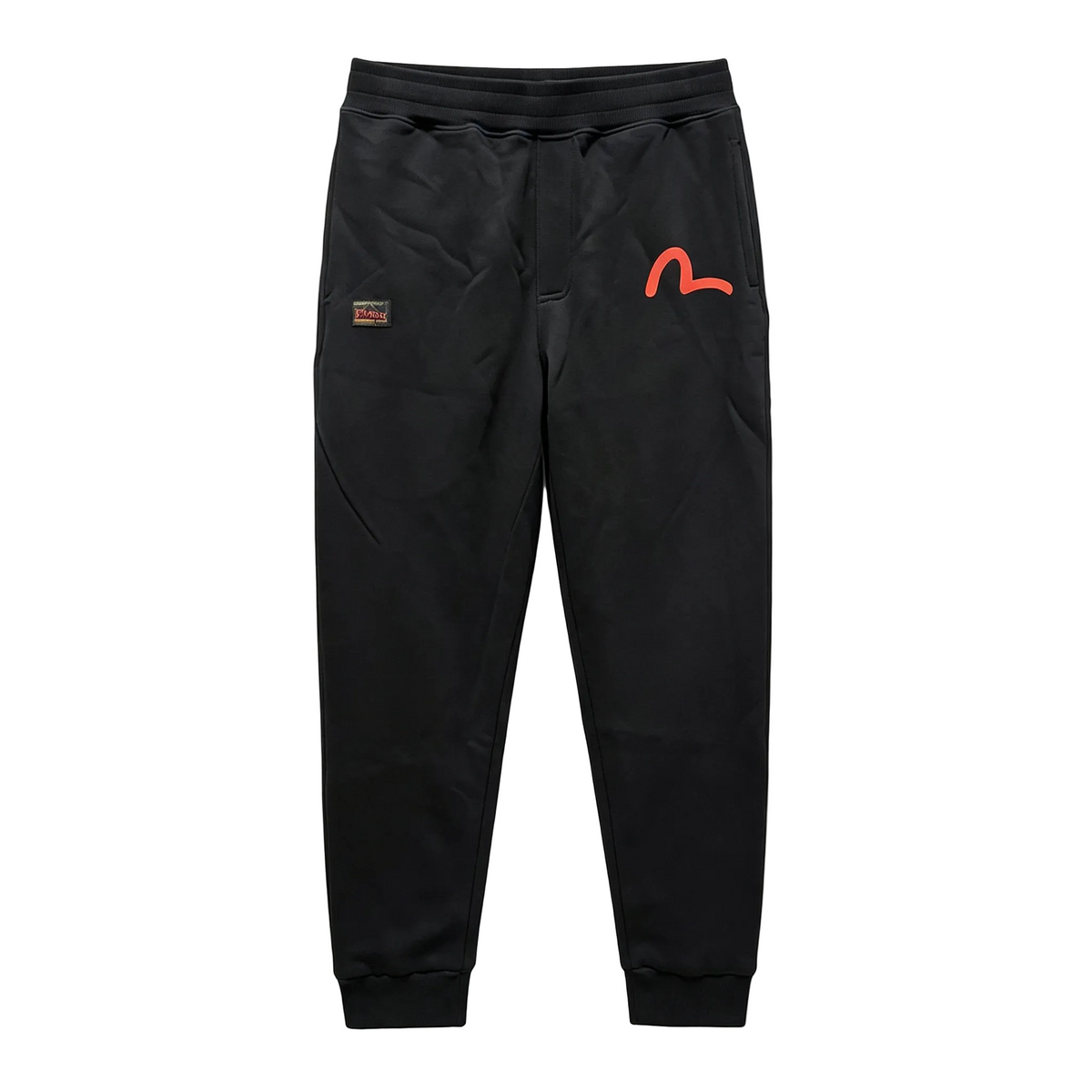 Evisu Kuro Kamon Kuro Floral Pocket Jogger Sweatpants — Red M-Seagull & Japanese Family Crest Badge