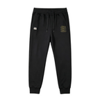 Evisu Kuro Kamon Crest Jogger Sweatpants — Triple Script Front & Blue Family Crest Back